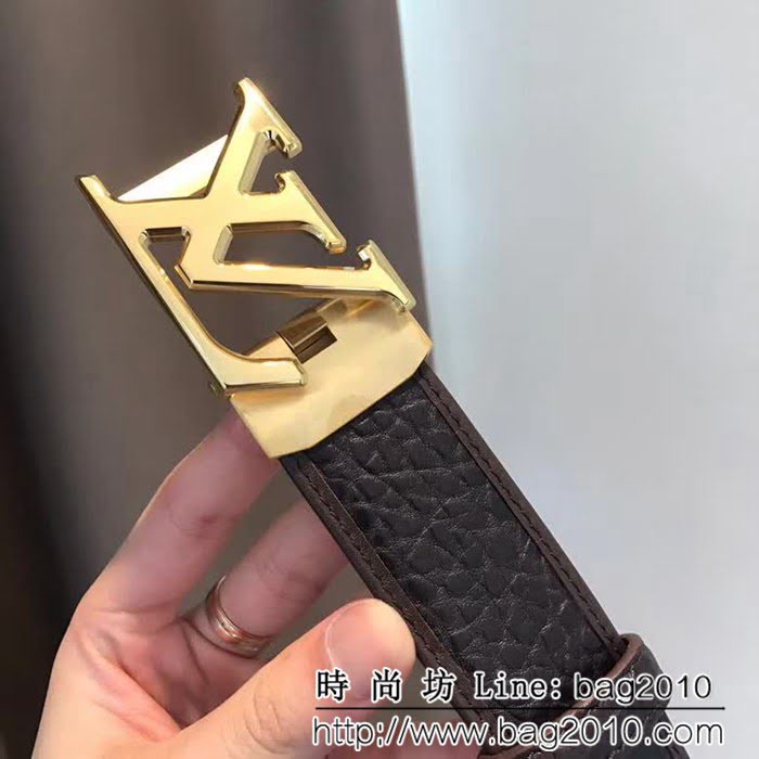 路易威登LV 自動平滑皮帶 精綱五金 原版象紋牛皮男士皮帶 LHG1686
